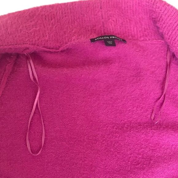 Boston Proper Plush Short Open Front Cardigan Rolled Collar Small Fuchsia Pink - Picture 6 of 6